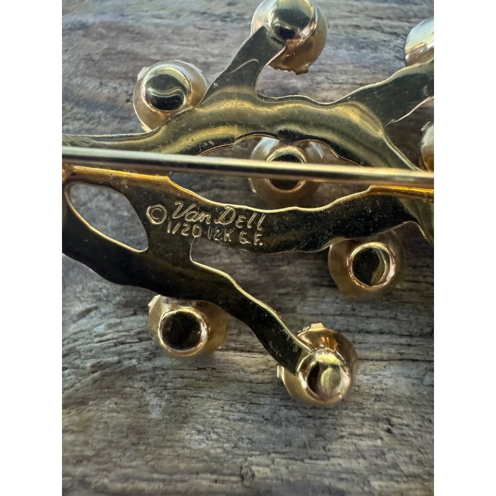 Van Dell Brooch Women 2" 12K Gold Filled Rhinestone Spray Multicolor Vintage Pin - Picture 7 of 7